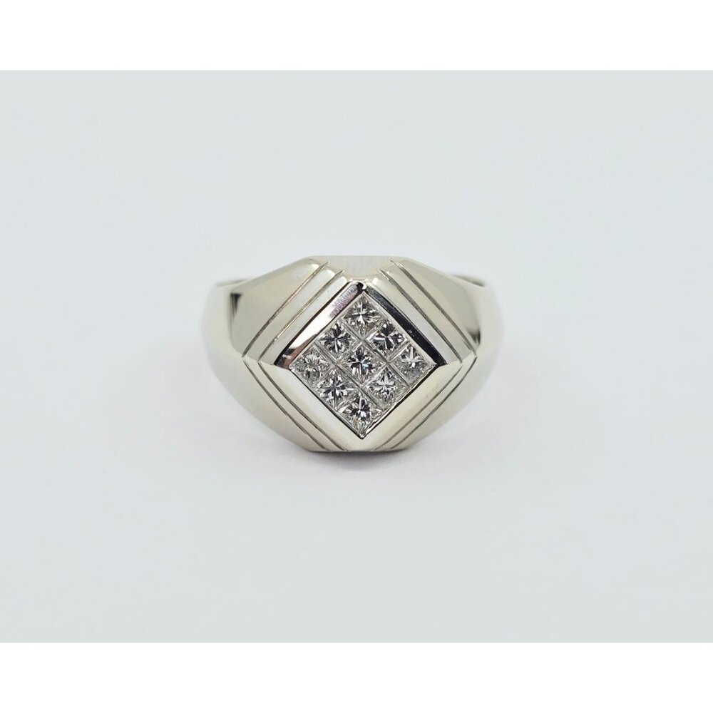 Amazing 14K Karat Solid White Gold Princess Cut Invisible Setting Diamond Ring